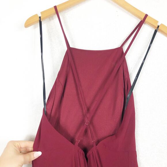 Lulus Mythical Kind of Love Wine Red Chiffon Maxi Dress Small Wedding Cocktail - Picture 11 of 13